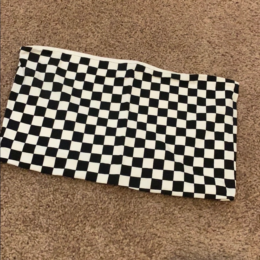 Topshop black and white checkered tube top